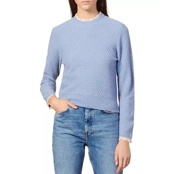Sandro Paris Lace Trim Pointelle Sweater - Picture 3 of 11